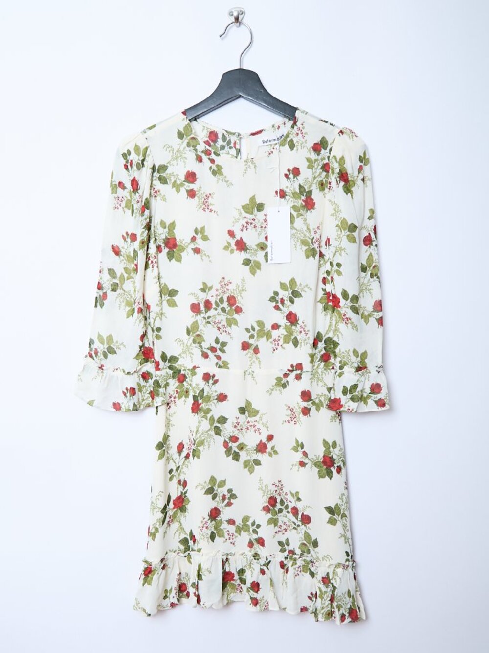 Reformation Doutzen Regency Floral 3/4 Sleeve Mini Dress Small Cottagecore Boho